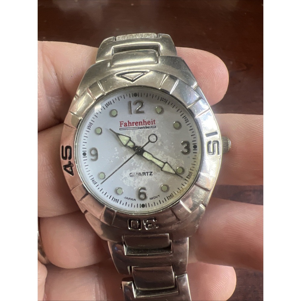 Fahrenheit Watch Men 37mm Silver‎ Tone Untested